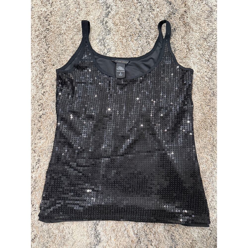 Y2K New York & Company sequin black tank top small